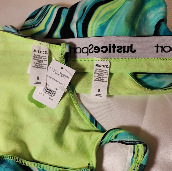 NWT Justice Sport Girls 2 Piece Swimsuit Size 8 - Picture 7 of 7